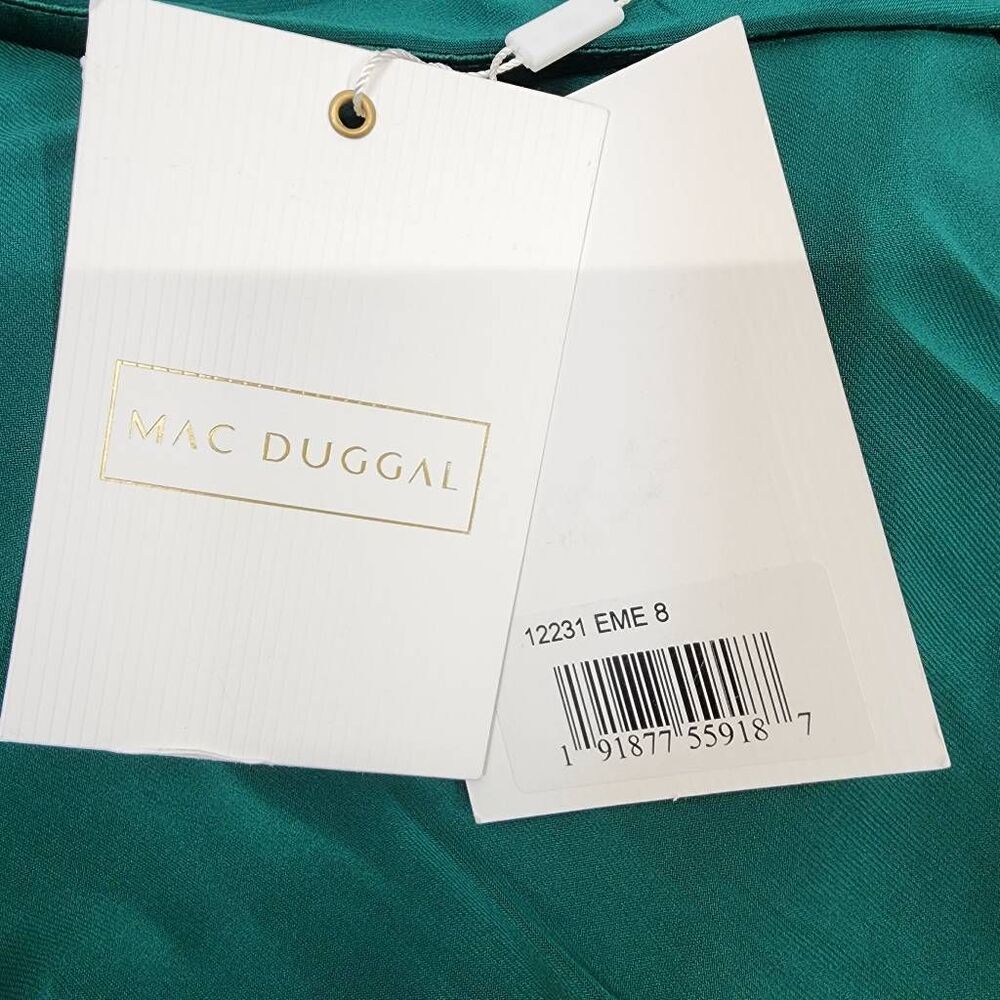 Mac Duggal Emerald Green One Shoulder Ruched Formal Gown Dress Size 8 NWT - Picture 9 of 11
